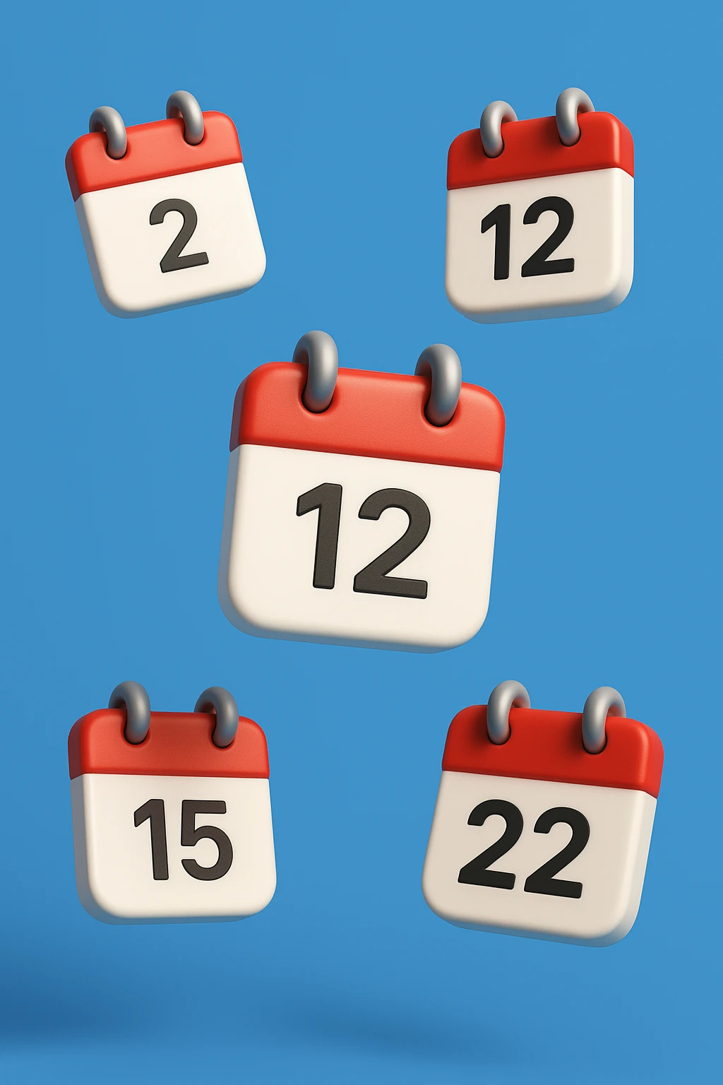 EMOJI STILE IPHONE 3D DI fogli di calendario che fluttuano in aria emoji