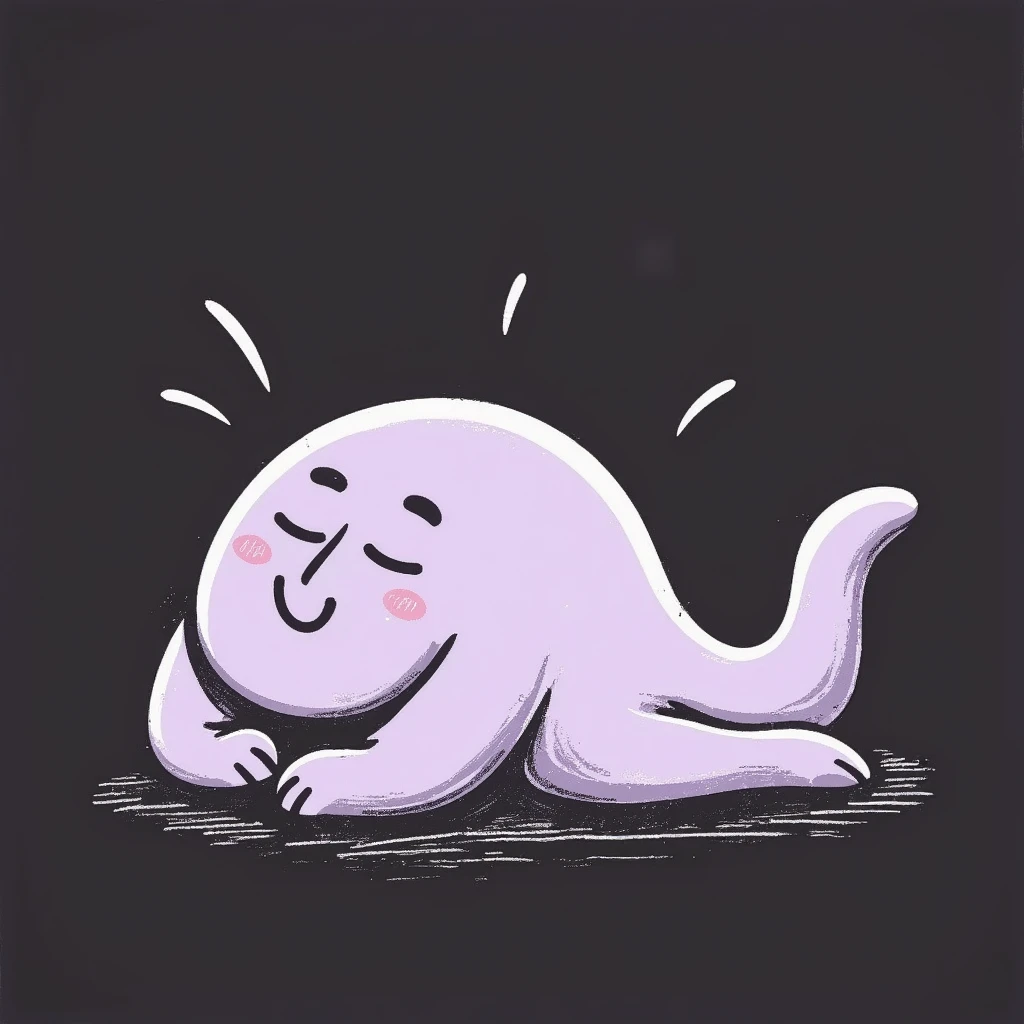 rolling on the floor laughing emoji, rough pastel chalk doodle, soft lilac palette, hand-drawn on dark surface, emotional, aesthetic, for Telegram channel emoji
