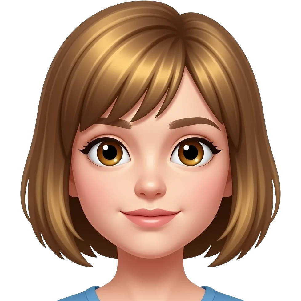 بنت بيضاء لون شعرها بني واشقر لون عيونها بني غامق شعرها قصير emoji