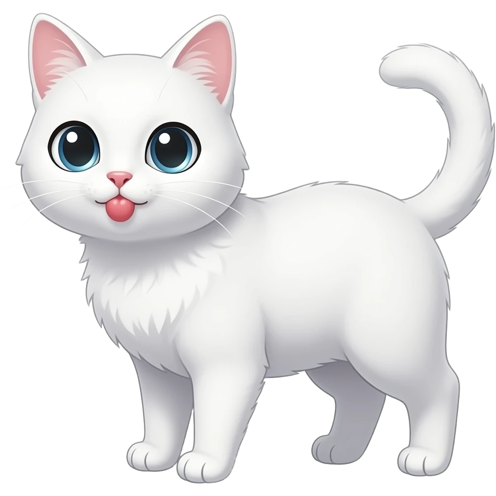 A white anime cat with white eyes sends a kiss emoji