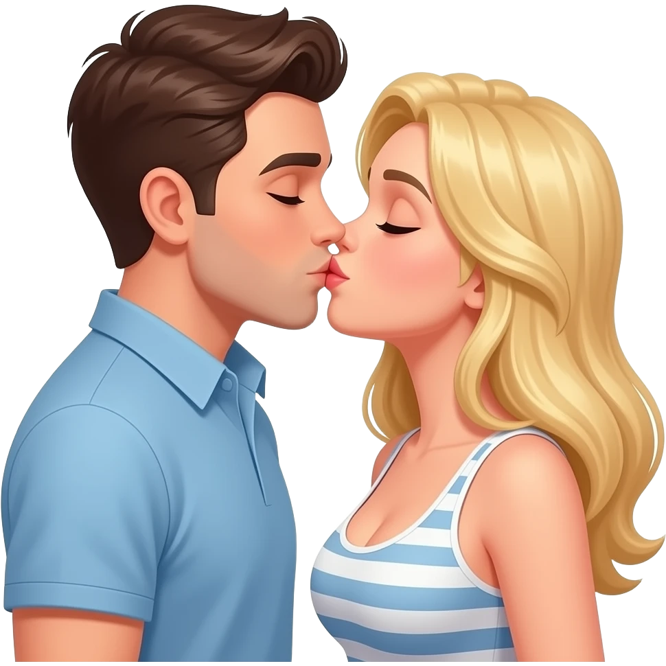 busty blonde kissing male emoji