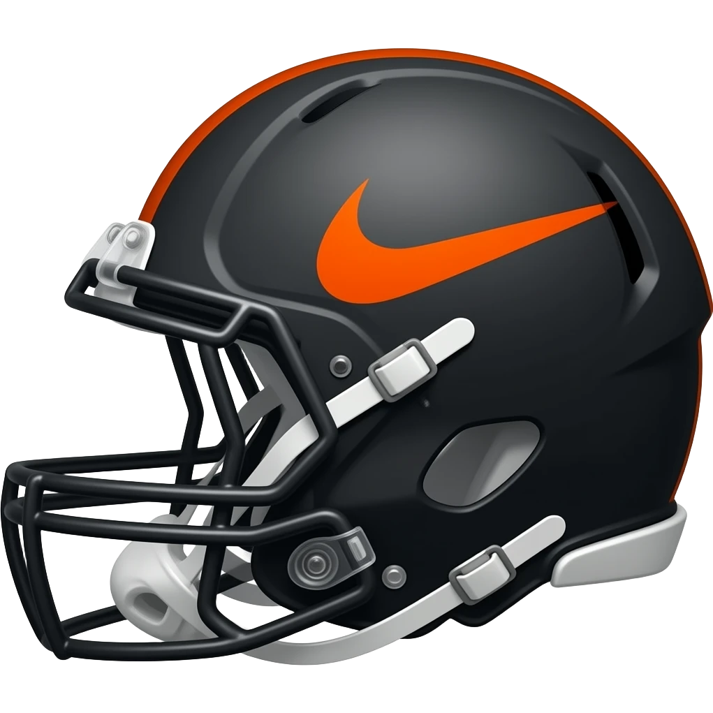 Nike football helmet black with dark orange logo facing the other side of helmet emoji