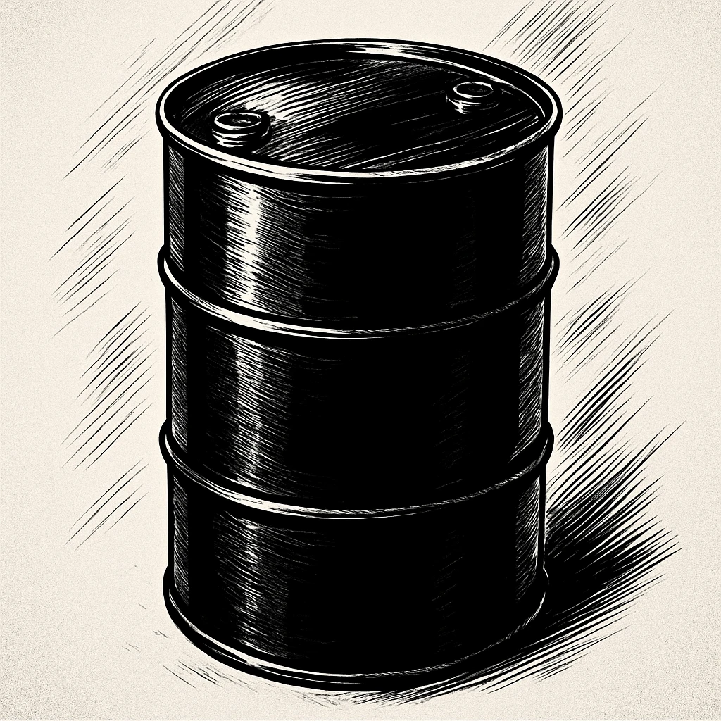 Сгенерируй мне черную бочку в стиле японского комикса на однородном фоне. Она должна .смотреться ебать как стильно. Без рисунка капли.  emoji