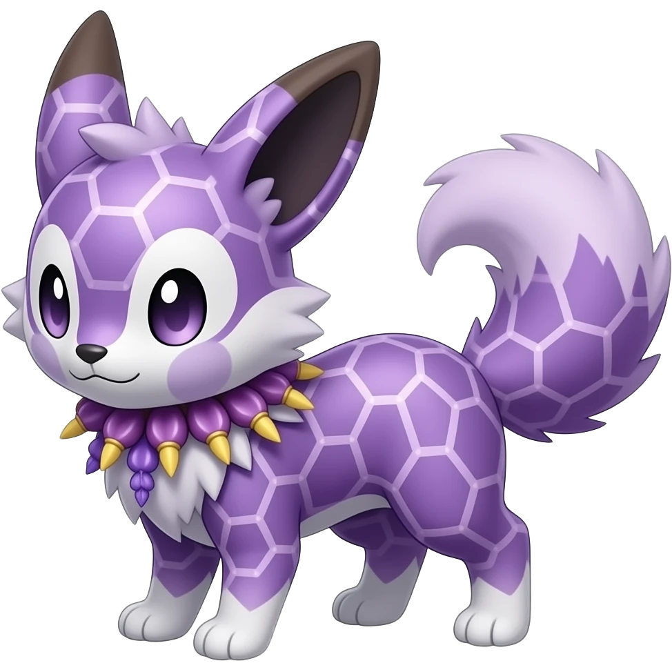 Realistic honeycomb-patterned shiny Wisteria-Thistle-Violet-colored Demonic Furret-Umbreon-Noibat-Litten-Zorua-Pokémon-Fakémon-hybrid emoji