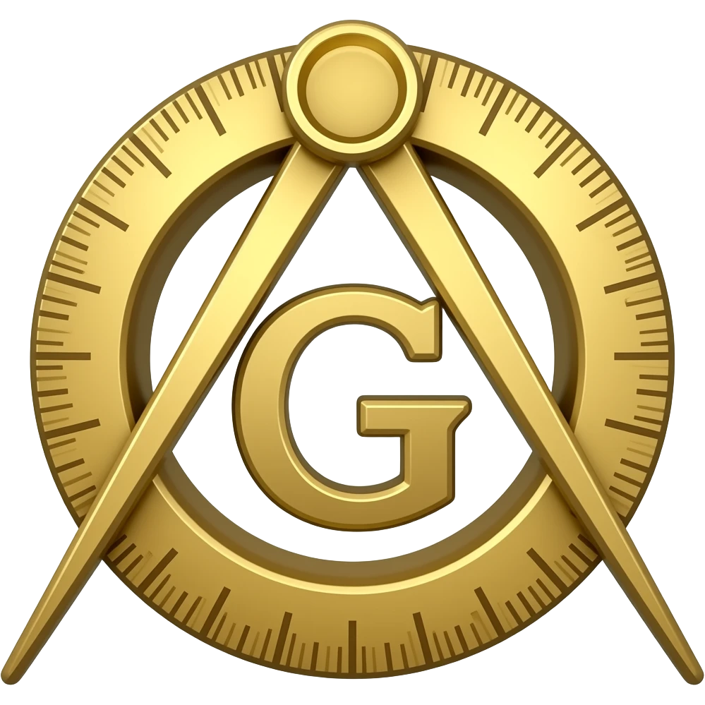 A masonic square and compass emblem. In the middle should be a capital letter g emoji