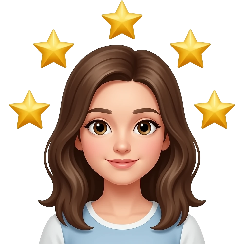 5 stars around a girl and the star are touching her hair emoji