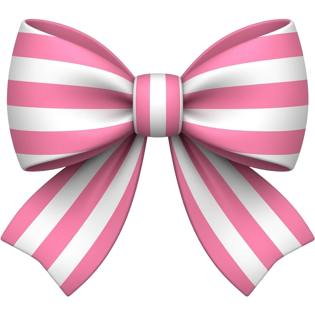 Pink and white horizontal striped bow emoji