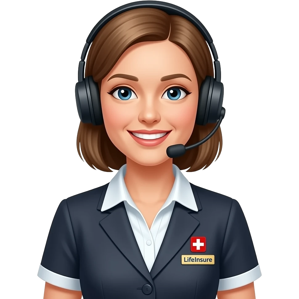 ragazza svizzera sorridente supporto clienti lifeinsure da usare come avatar per un agente IA vocale emoji