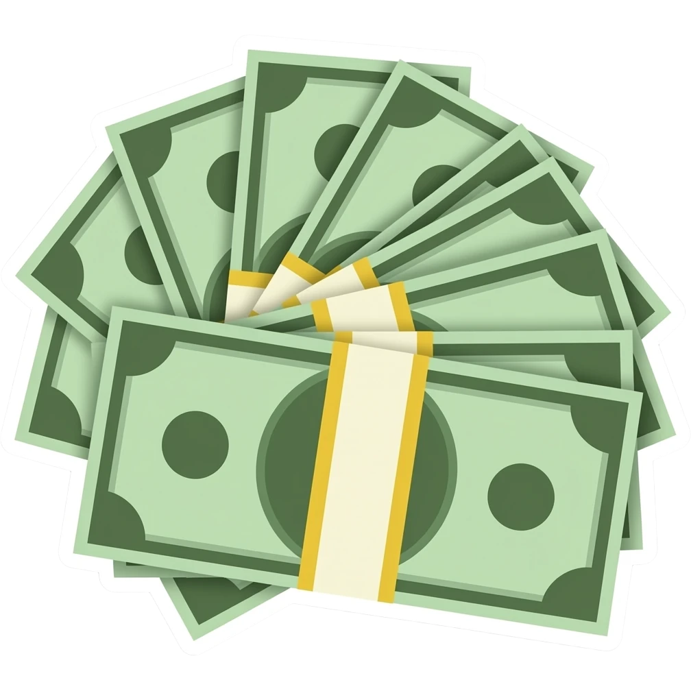 genera el sticker de dinero, muchos billetes emoji
