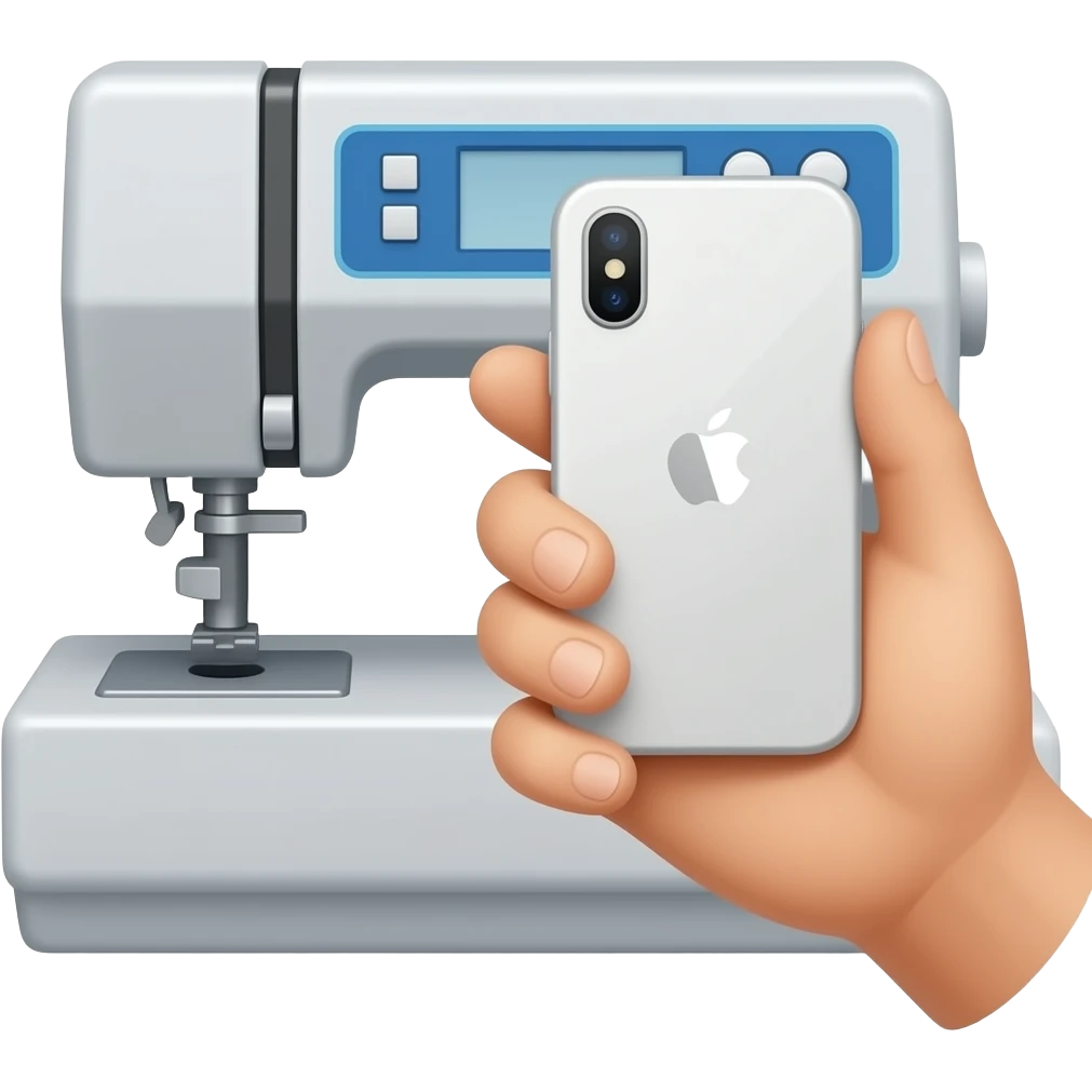 hand taking photo with iphone to a machine emoji