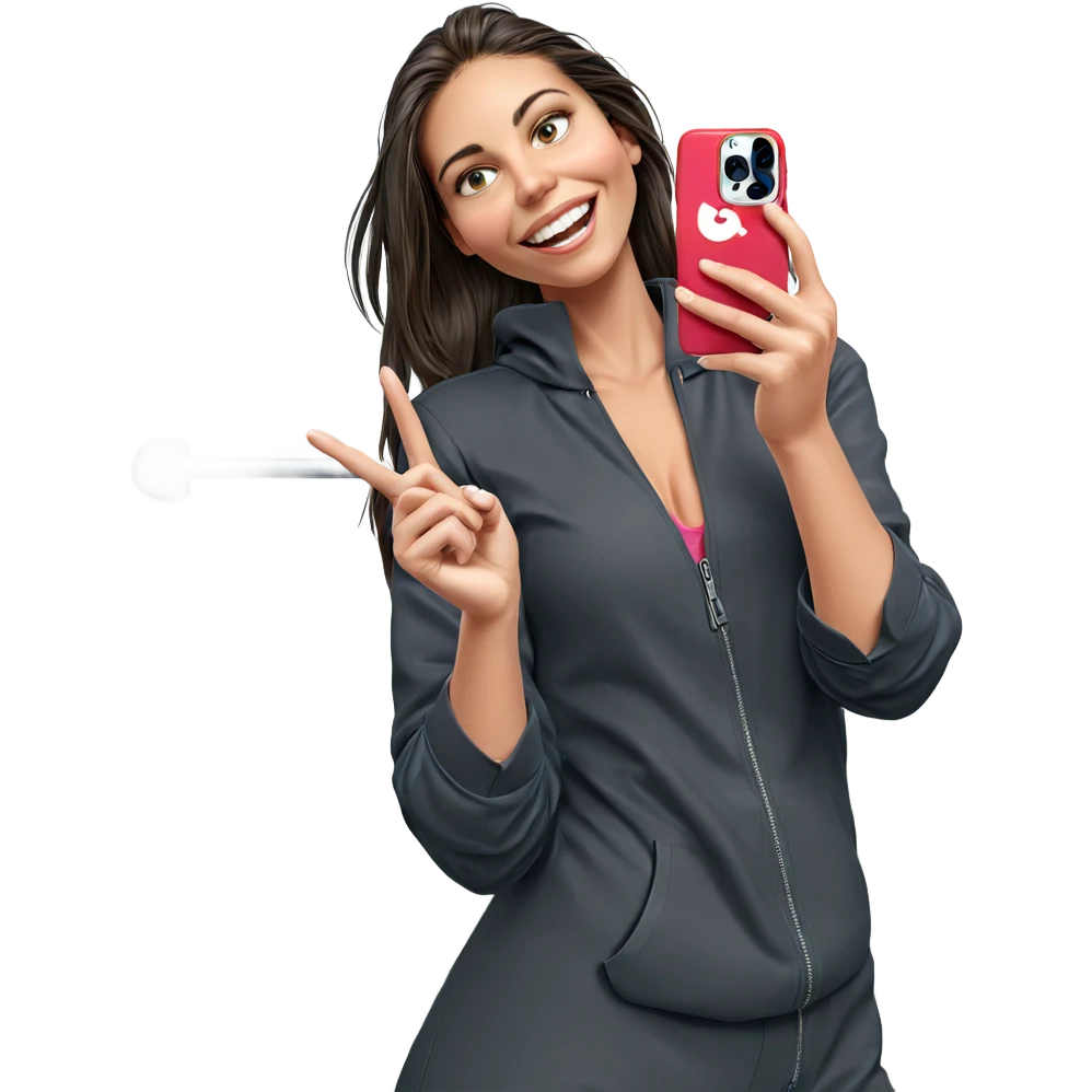 smiling girl taking selfie emoji