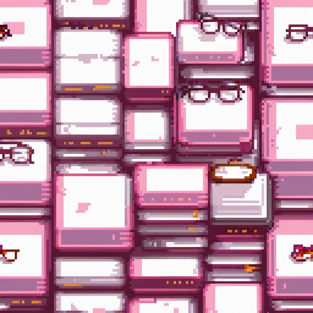 A pile of pink books with glasses on top emoji