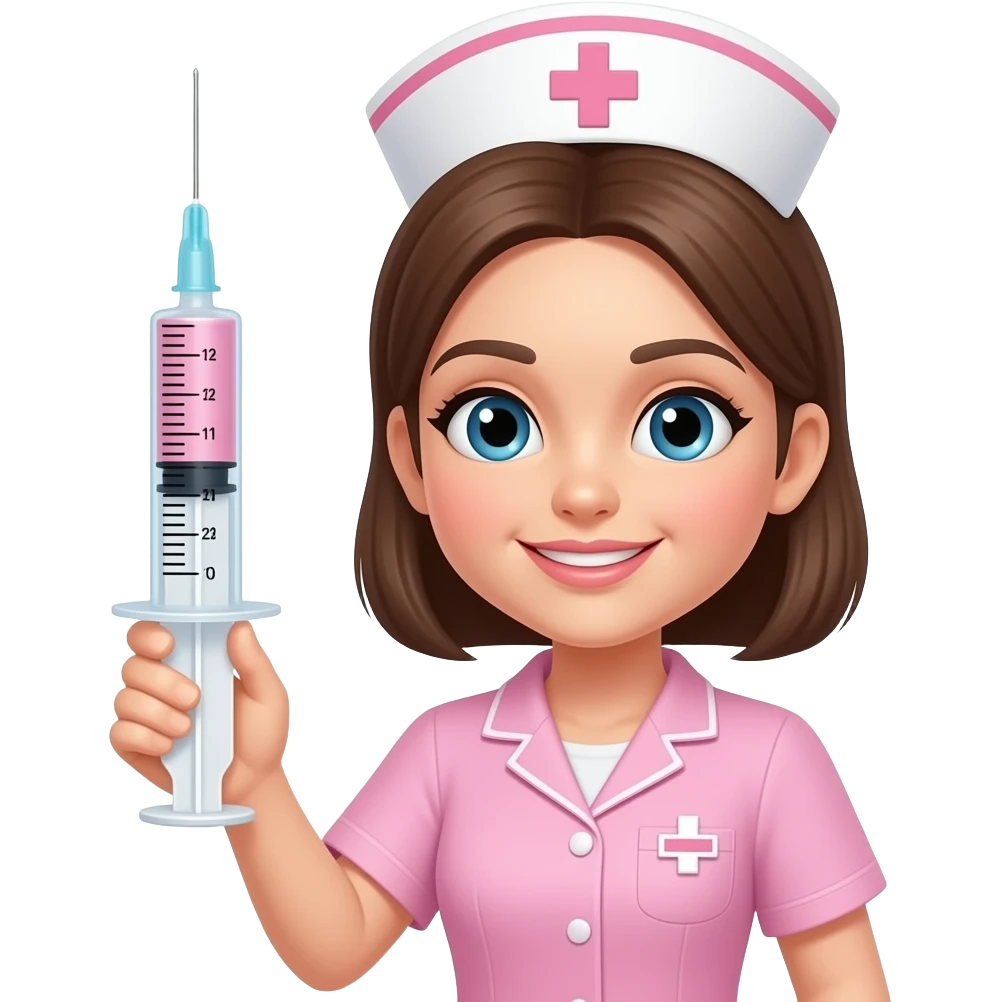 pink nurse Holding big Syringe closeup emoji