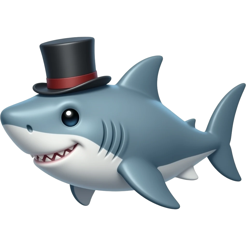 Shark with a top hat emoji