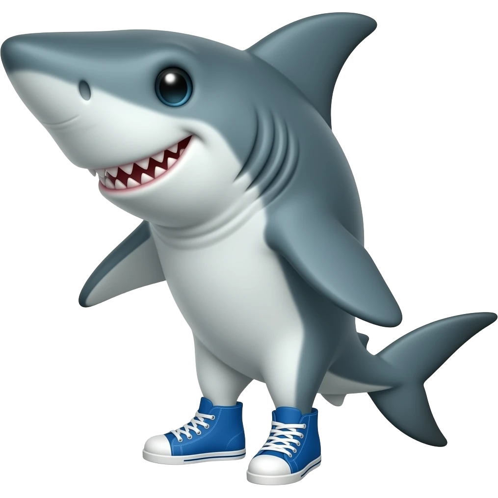 Un tiburón con tenis azul emoji