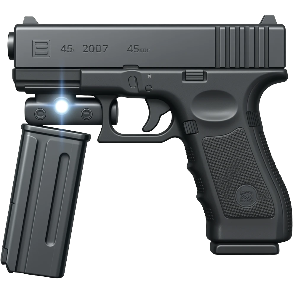 Glock with a switch and extended clip and a beam emoji