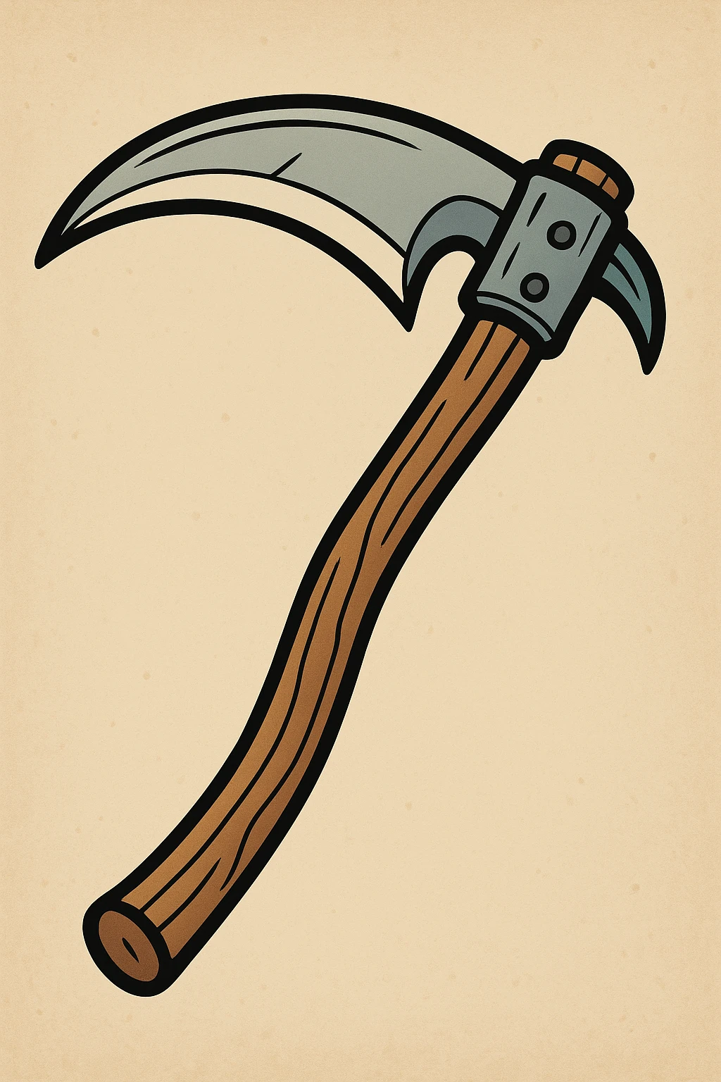 cartoon style guadaña with bold lines, no text emoji