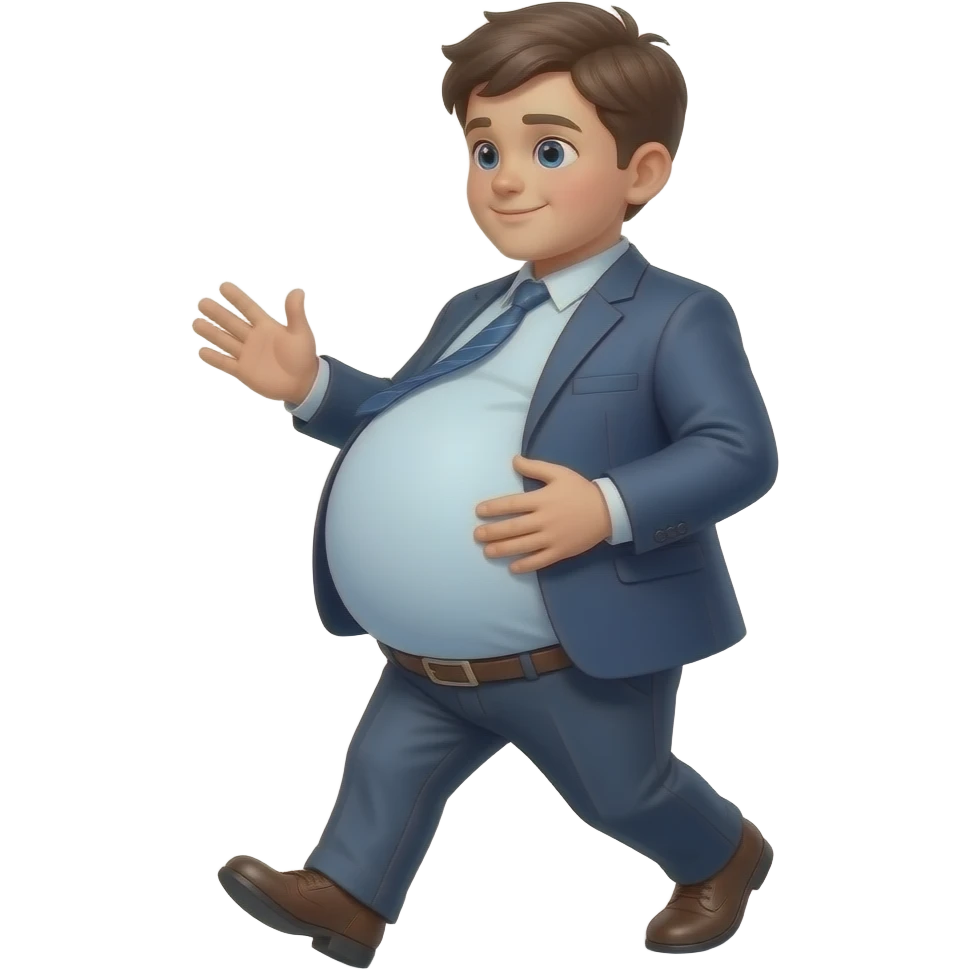 Zrób chłopak 10 latek bardzo bardzo ogromnym brzuchem jak bardzo ogromny balon i idzie do pracy i głaszcze jedną ręką swój brzuch emoji