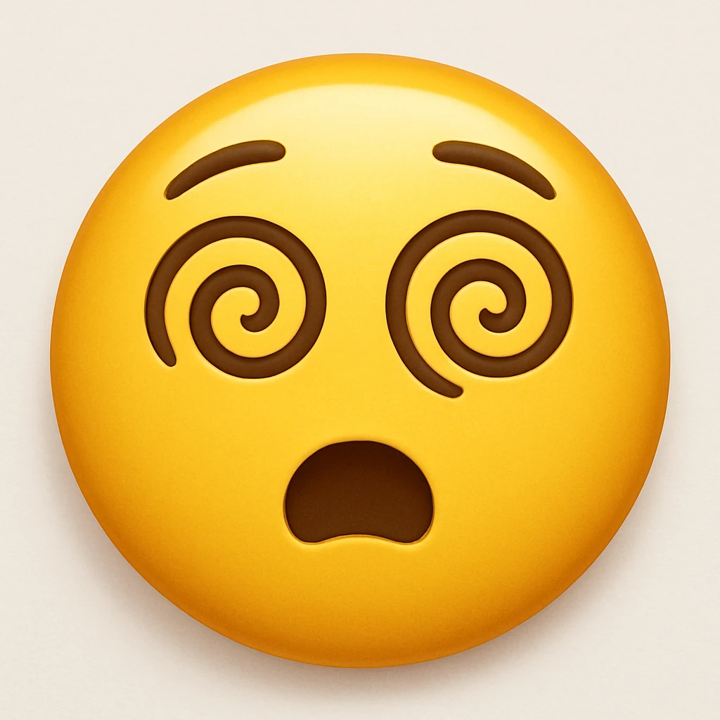 yellow emoji with a dizzy face emoji
