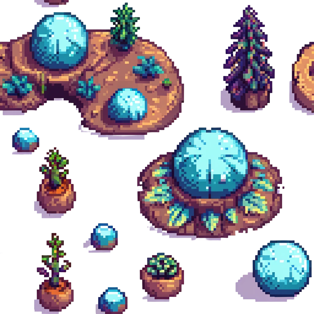 alien planet with strange plants emoji