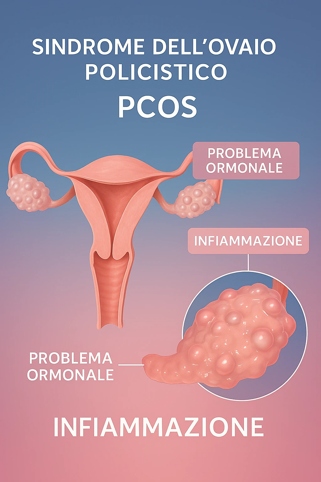 pcos con problema ormonale e infiammatorio SU DONNA in 3d in italiano emoji