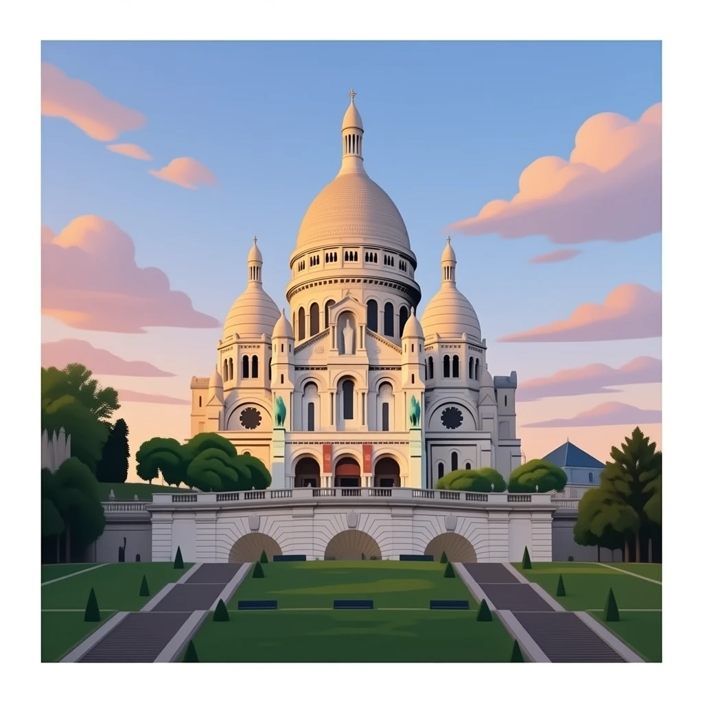 Le Sacré-Cœur de Paris romantic realistic evening paysage emoji