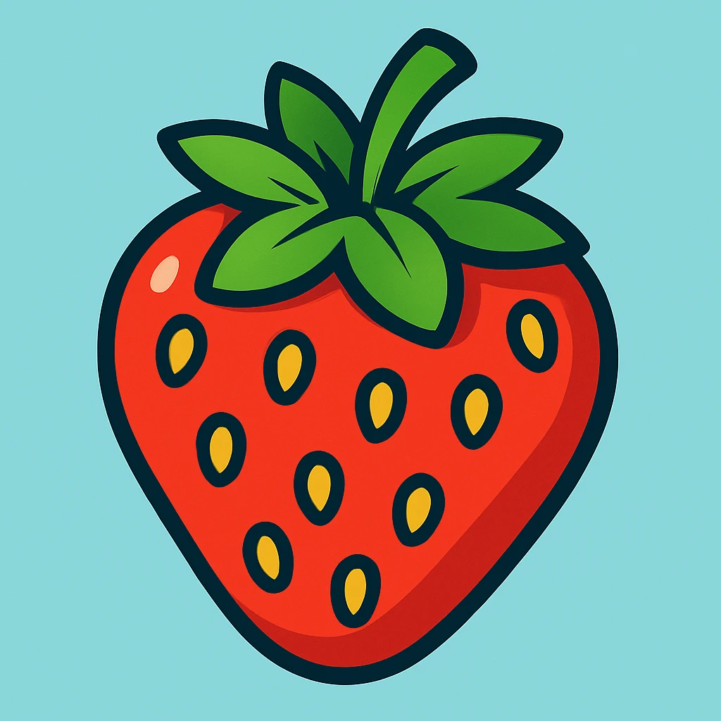 strawberry, vibrant toon style emoji