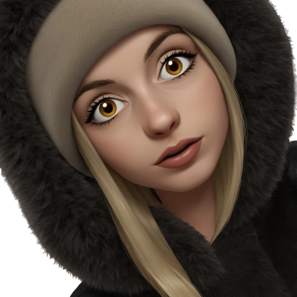 blonde girl in fur hat emoji