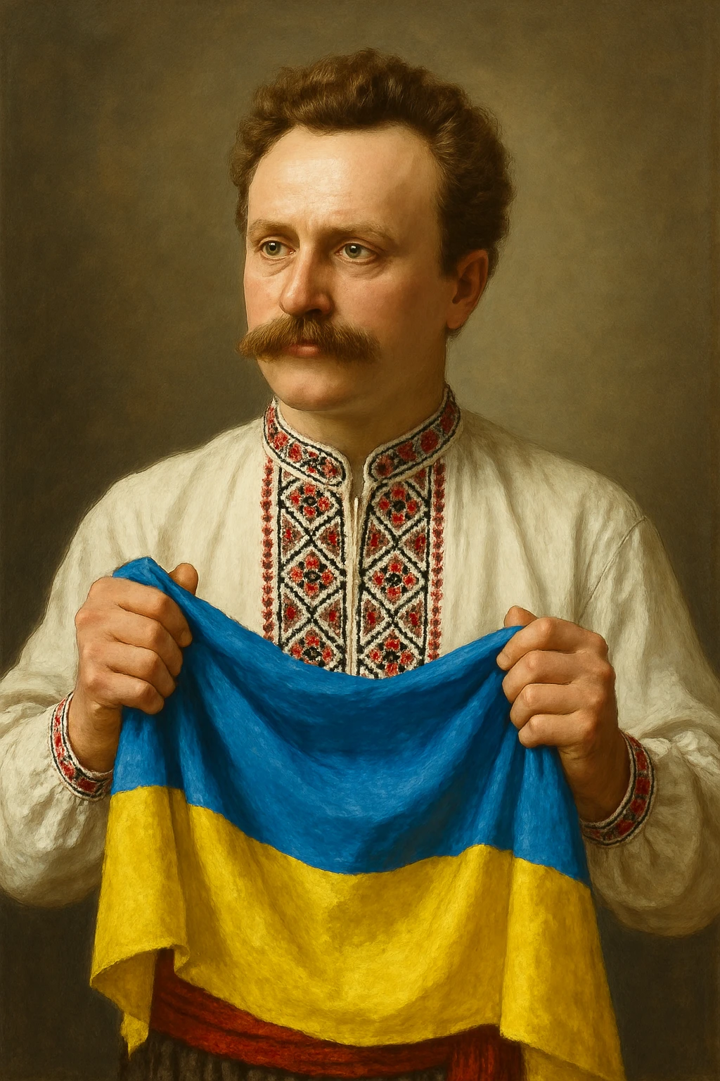 a man holds the Ukrainian flag in his hands emoji