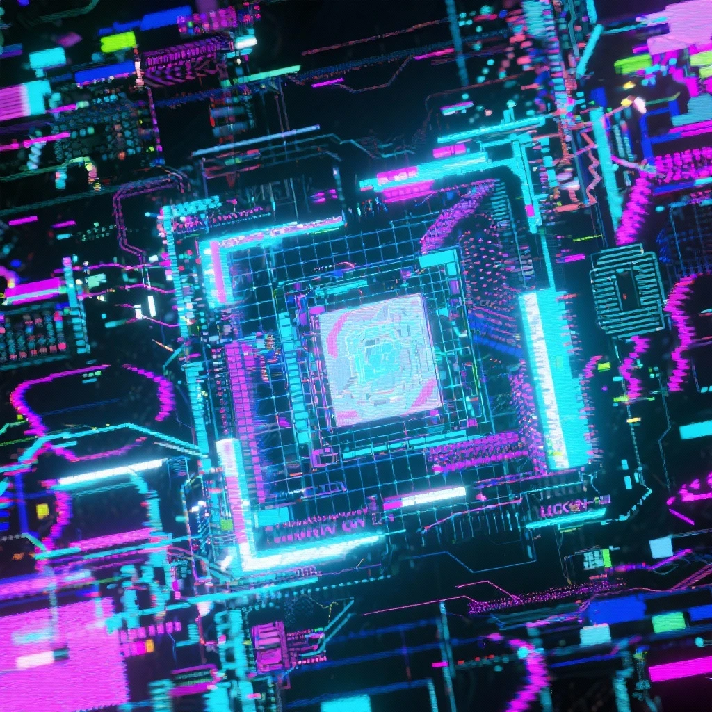 cyberwave glitch digital microscanner projection of these images but featuring no people, cyber hologram, abstract, experimental glitchy brutalist graphicwave,  style of anime - showing netrunner grid lock-on 01 emoji