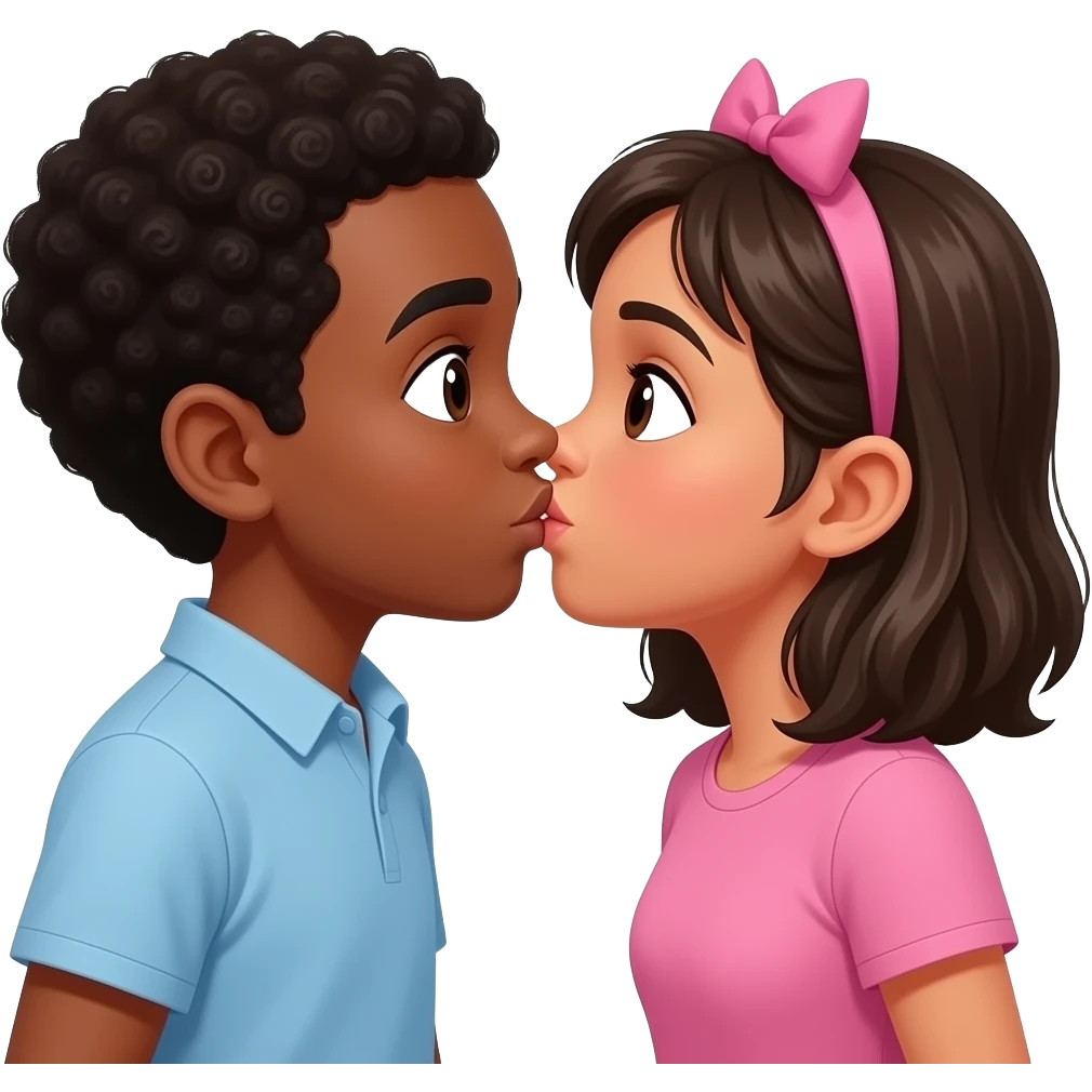 Let one be an African boy and the other a girl kissing emoji