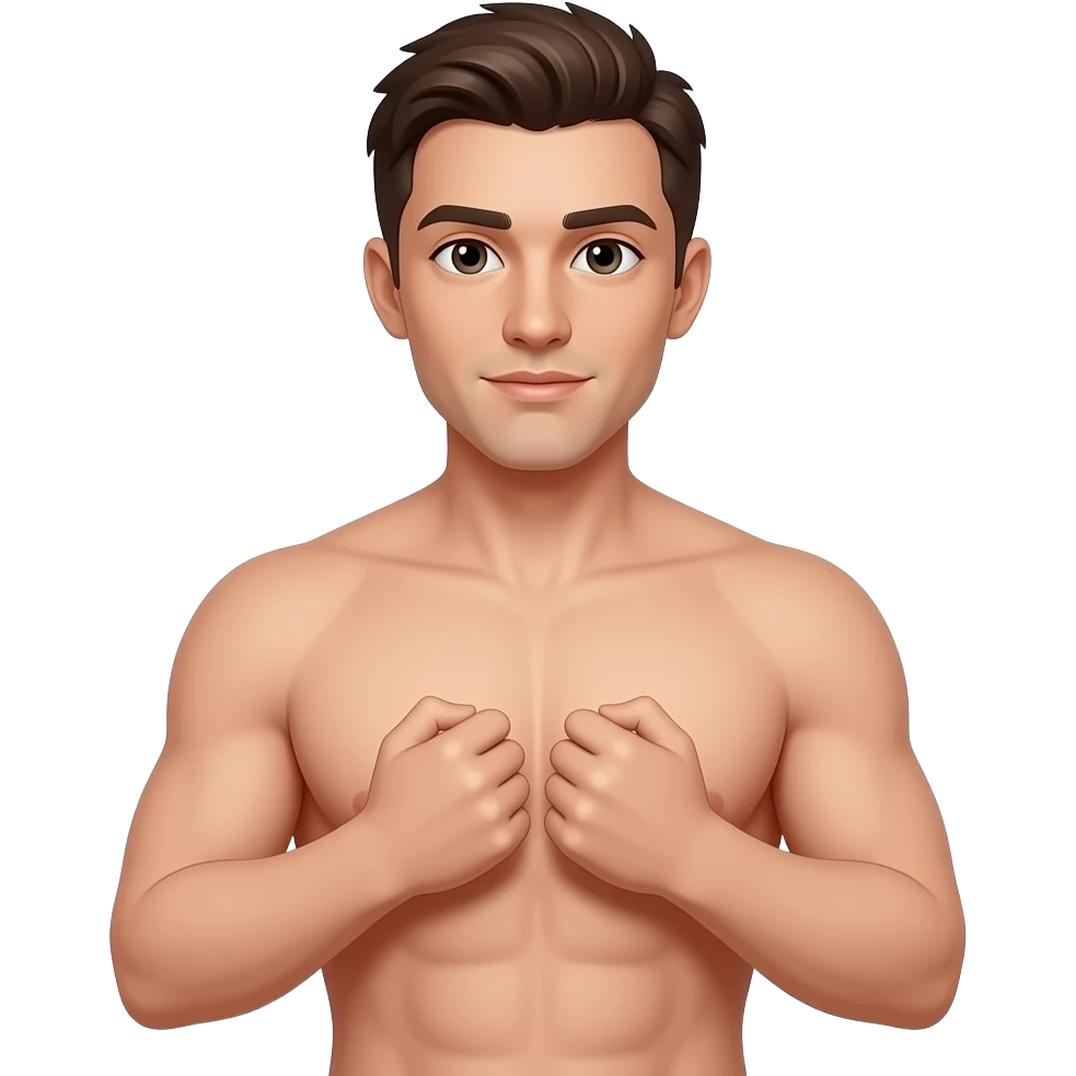 Une masturbation d un homme nue de face ou on voit tout le corps et le bas du corps emoji