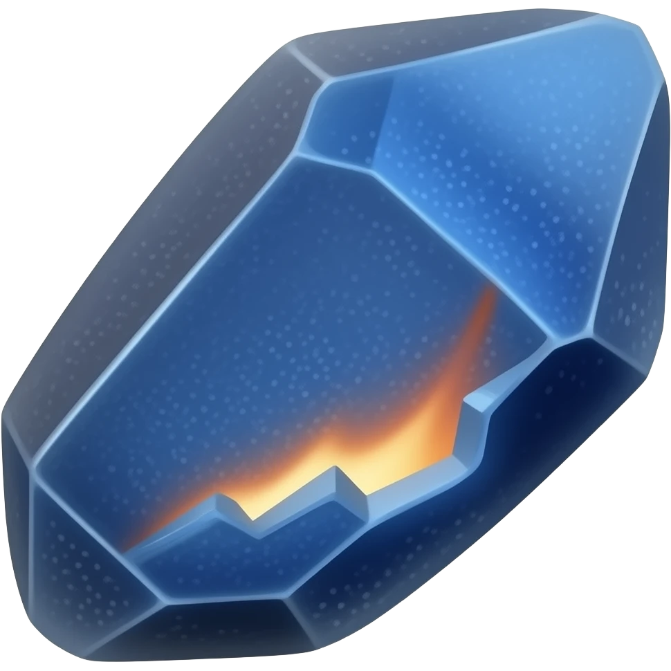 A small, jagged fragment of fading twilight light, deep blue with faint orange ember glow at its core, rough crystal texture, pixel art style, 128x128 resolution, transparent background — dark fantasy melancholic aesthetic, like the last light before darkness" emoji