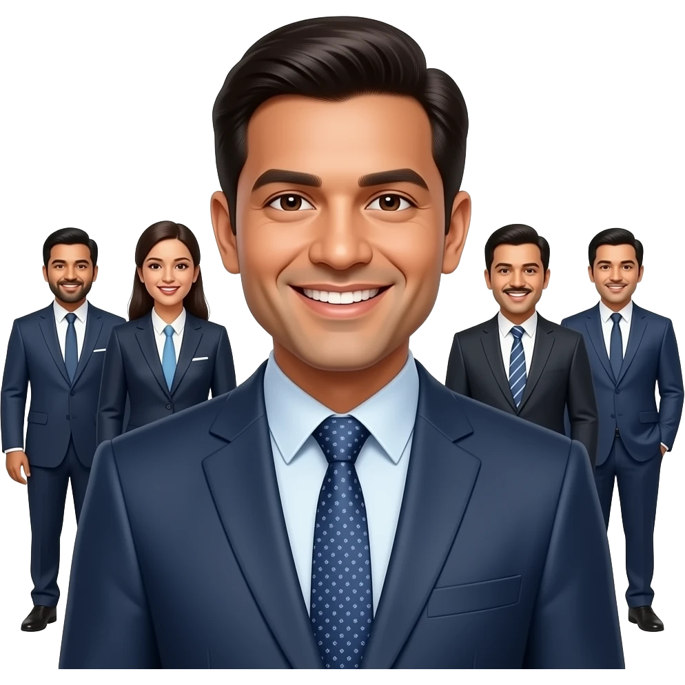 Grupo de personas con traje sonriendo a la canara emoji