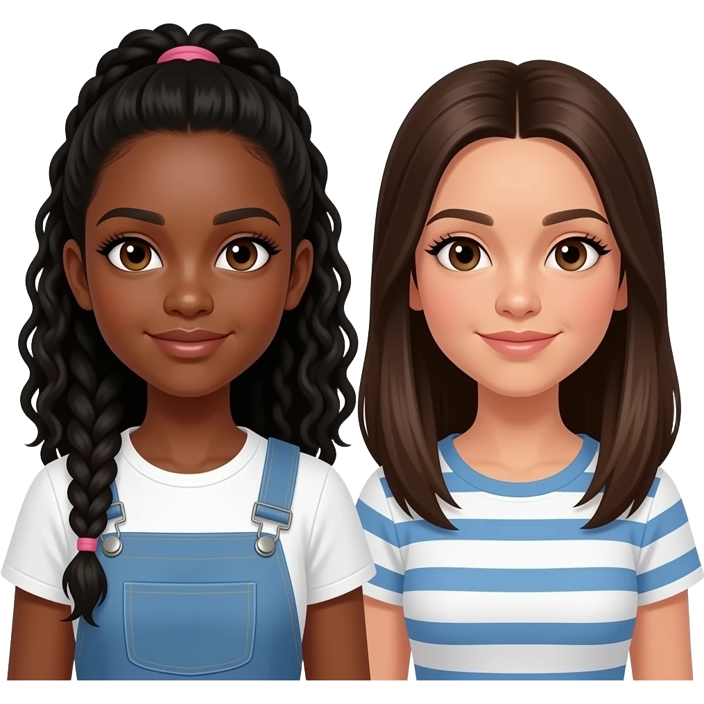 two girls that are 10 years old with long lashes and ones black from jamcia and the other one is Latina from Colombia emoji