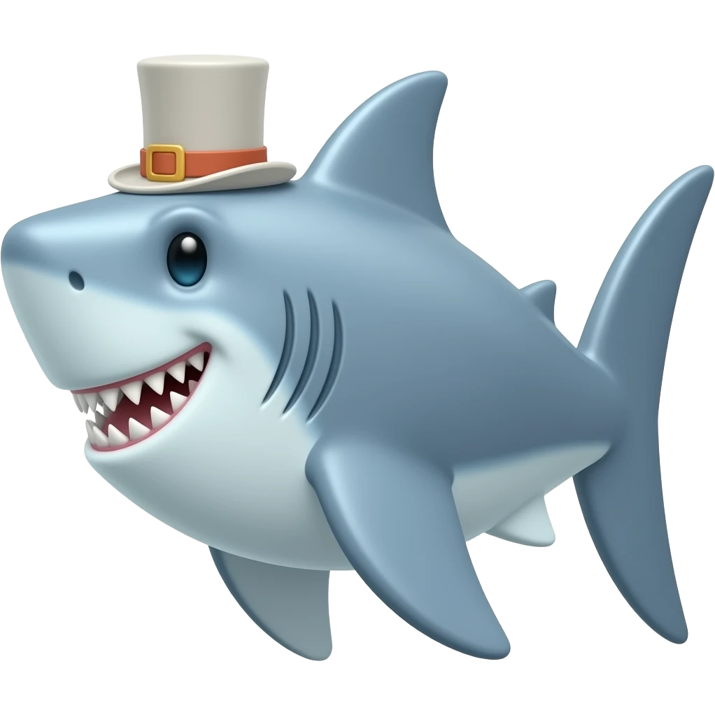 Shark with a top hat emoji