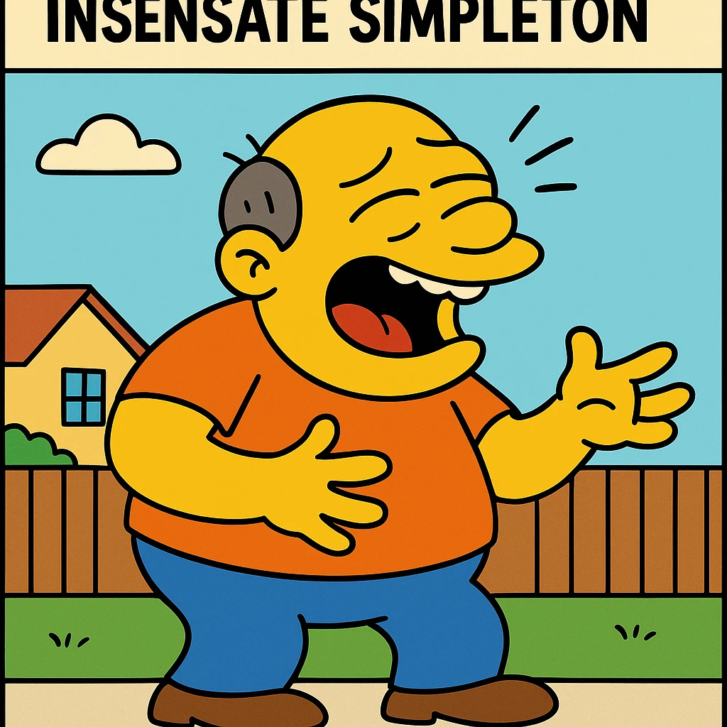 Insensate simpleton – a foolish person who also lacks feelings or understanding.
Only an insensate simpleton would laugh at someone’s pain.
 emoji
