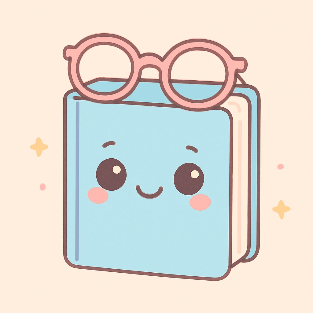 a book with glasses on top, kawaii style emoji