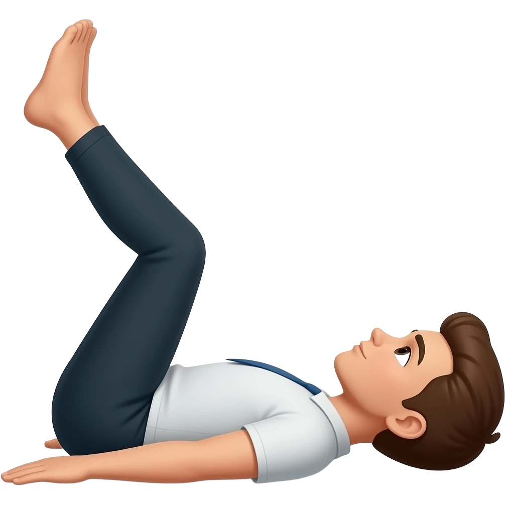 one knee up 45 degree in the knee. the other knee is flat on ground lying on back. from side emoji