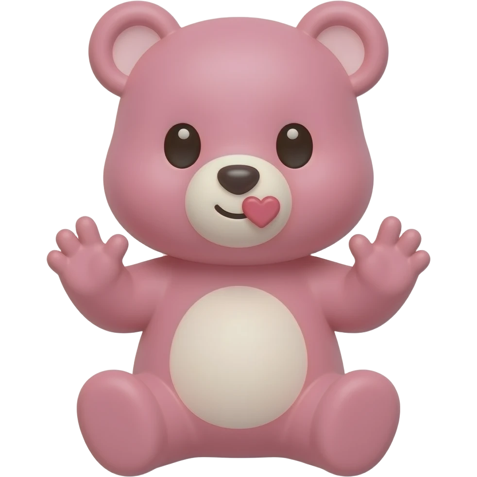 generate me a cutest pink bear that giving a kiss and make it sit at have a hand gestures. emoji