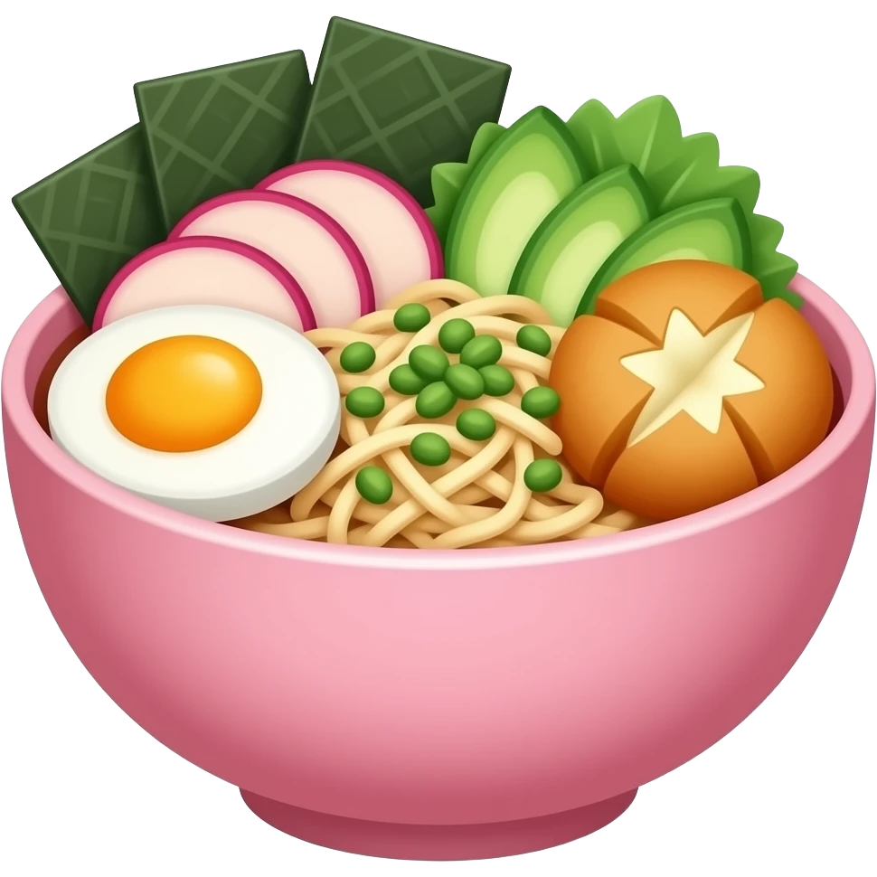 Aesthetic reamen inside a pink bowl emoji