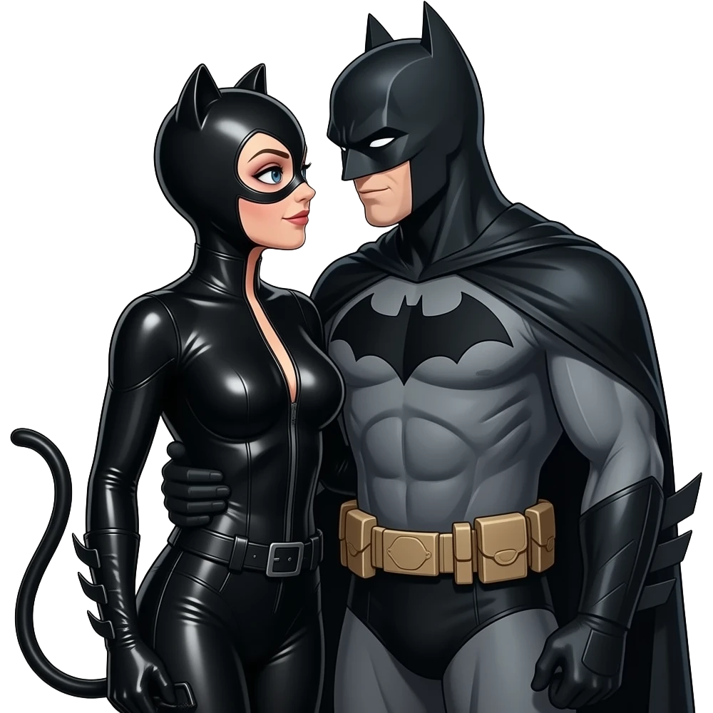Catwomen and Batman with beared love each other emoji