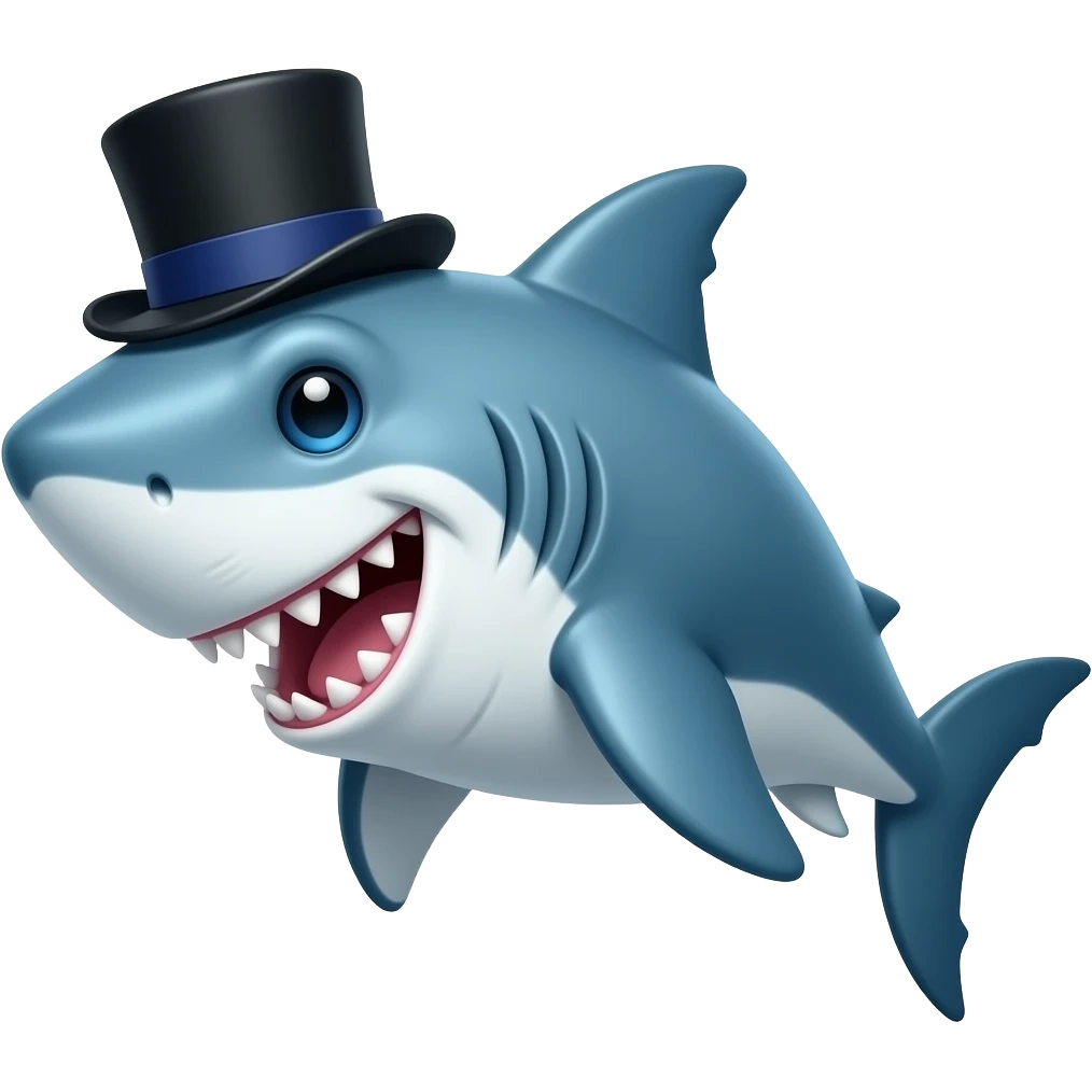 Shark with a top hat emoji