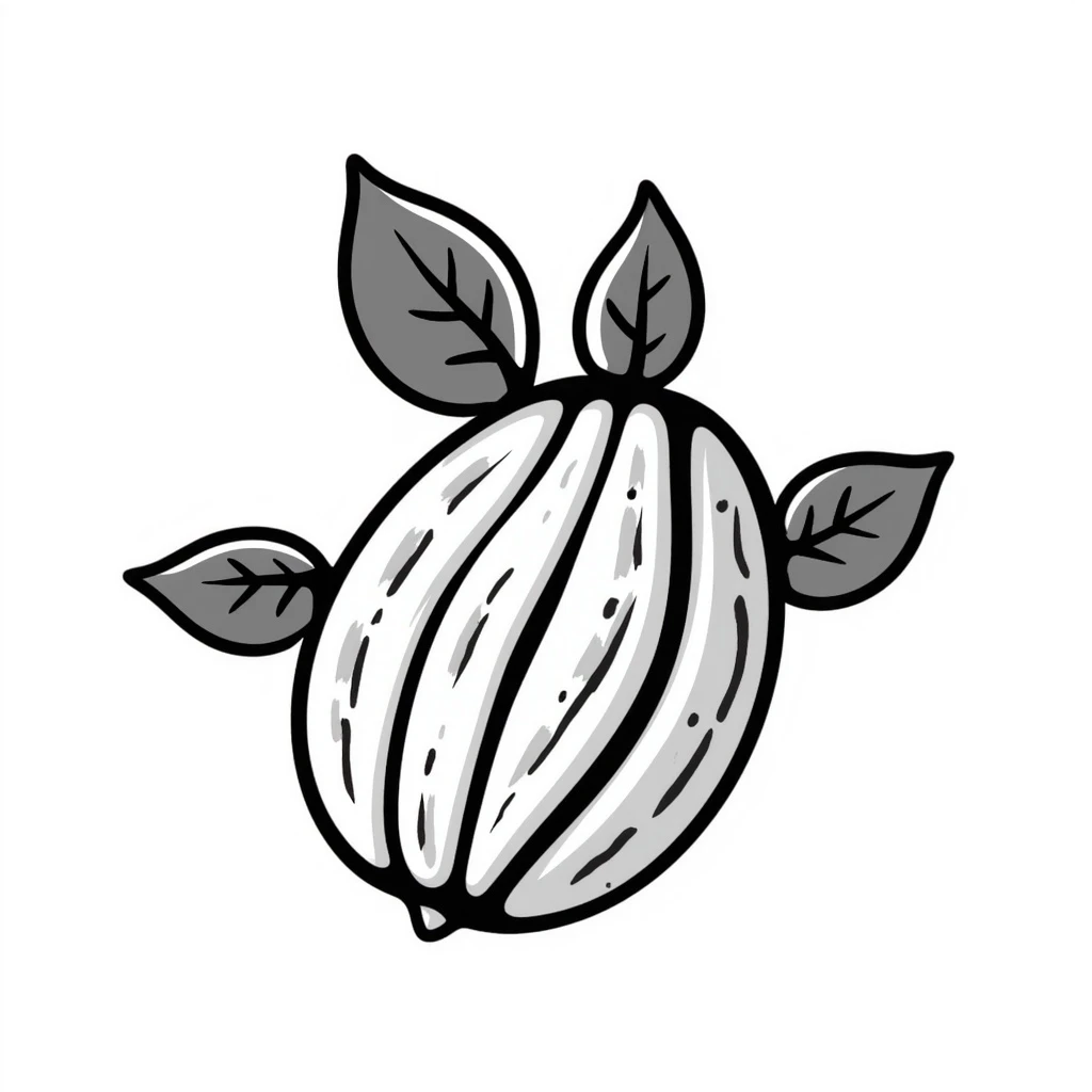 a walnut with leaves, hand-drawn style, sketchy, artistic emoji