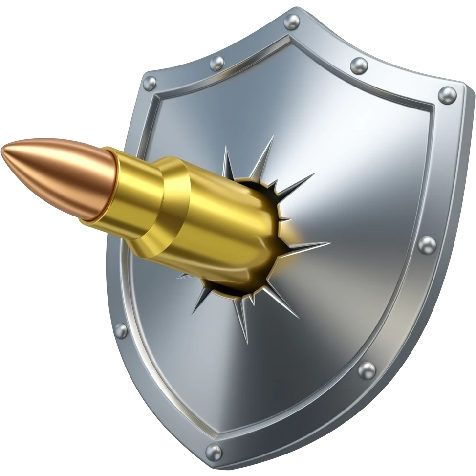 a bullet without a shell bouncing off a shield emoji
