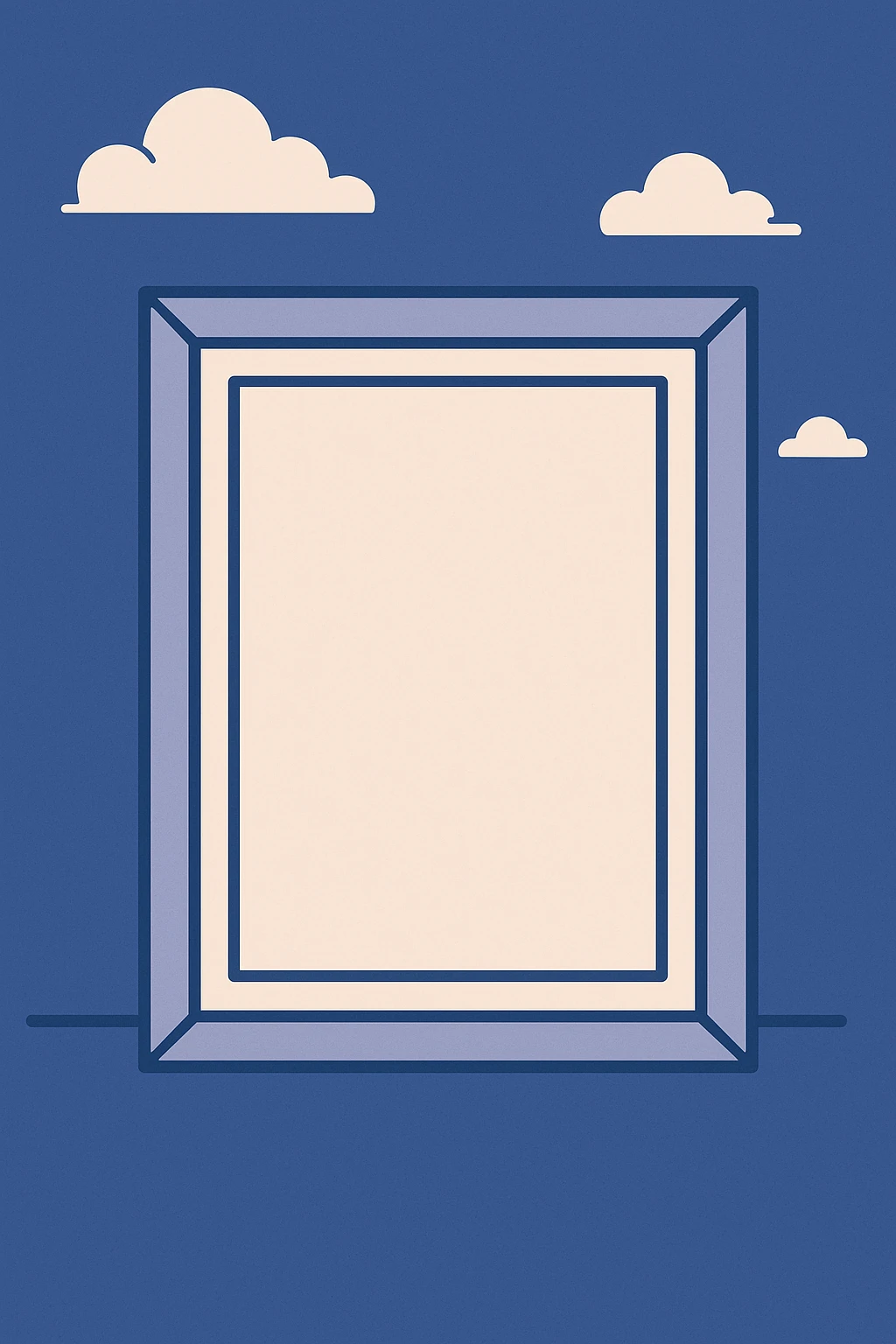 minimalist white picture frame, empty, front view emoji