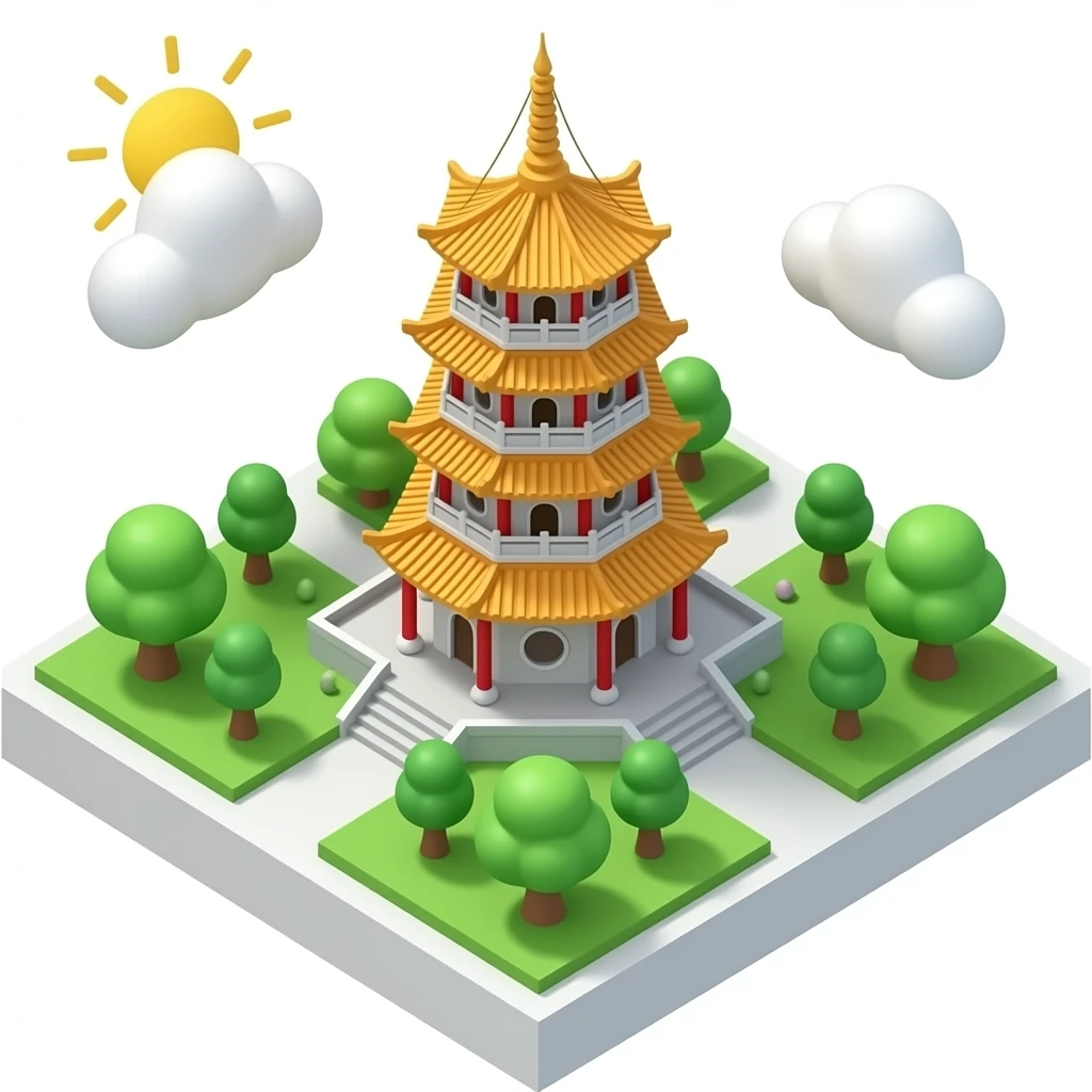 kaohsiung dragon pagoda 3d isometric miniature emoji