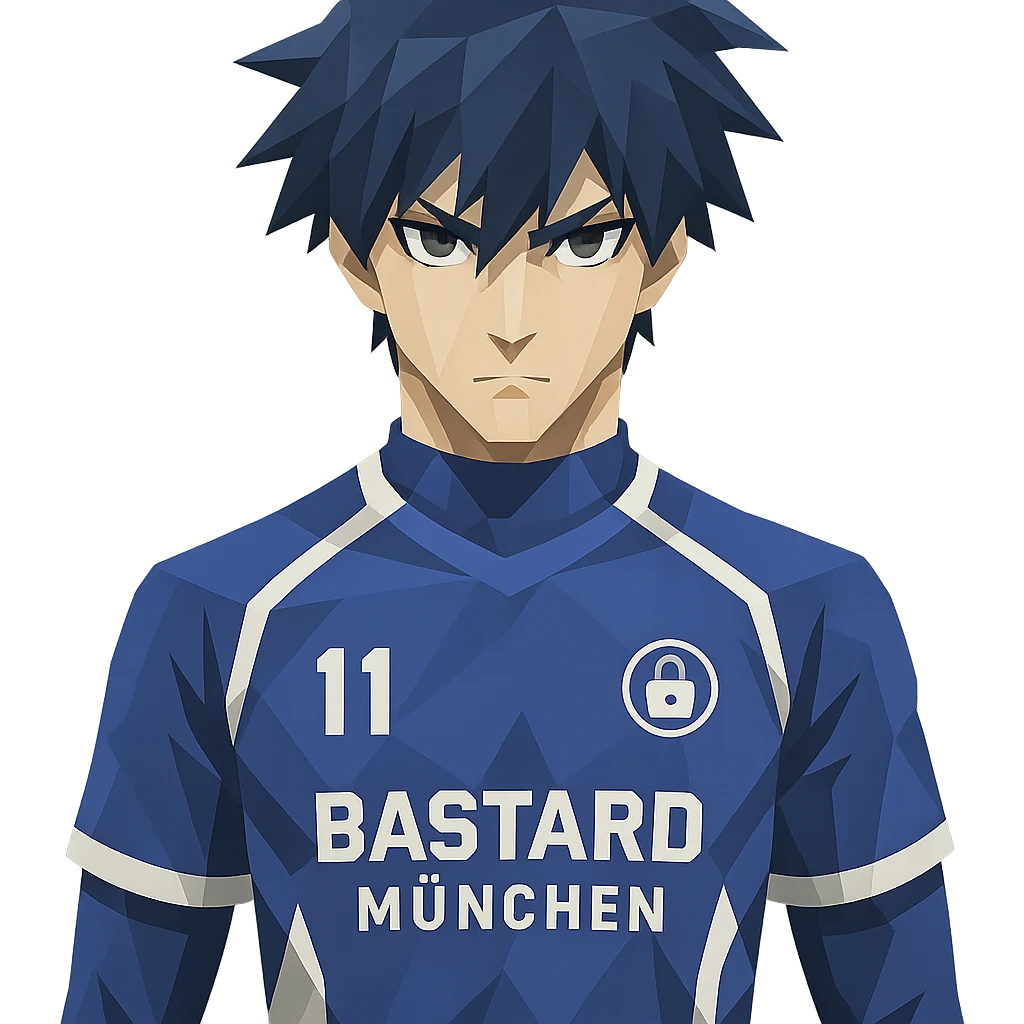 Bastard München player from Blue Lock anime in polygonal style emoji
