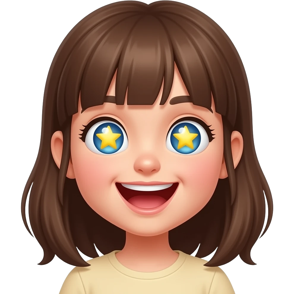 head of girl excited with 2 eye star emoji