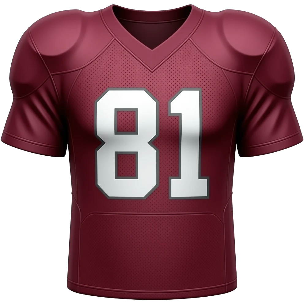 Number 81 maroon football jersey with white numbers emoji
